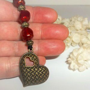 New! Bookmark Bookmarker Book Thong Marker Heart Reading Gift Idea Boho NWT 8177